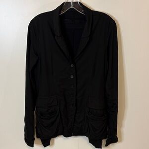 Rick Owens Black Draped Button Jacket Avant-Garde Lightweight Mesh Detail